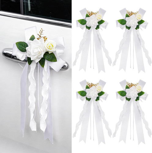 Autoschmuck hochzeit weiß - weiß, set