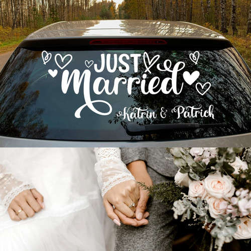 Autoaufkleber hochzeit just - autoaufkleber,
