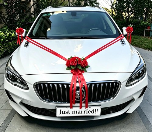 Autoschmuck hochzeit rot deko - autoschmuck,