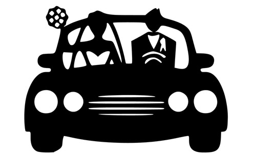 Brautpaar auto hochzeit - brautpaar,