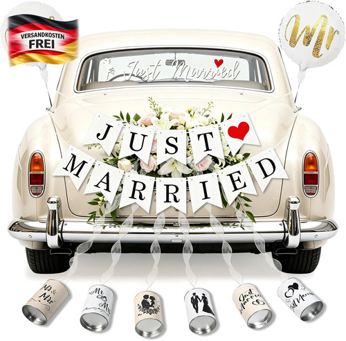 Hochzeitsauto dekoration set - hochzeitsauto,